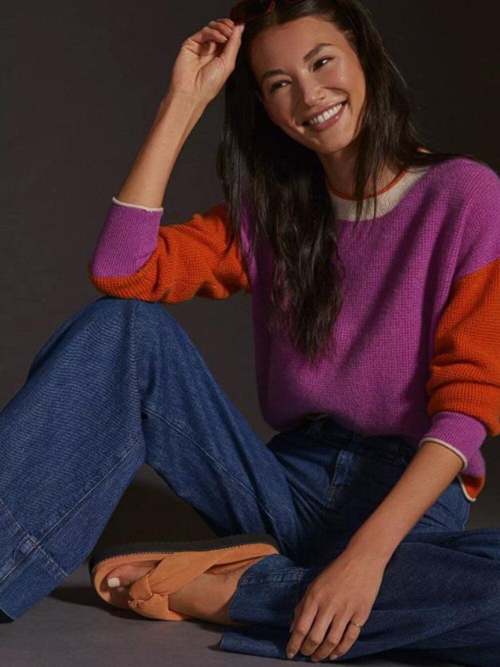ANTHROPOLOGIE Women's Maeve Colorblocked Cashmere Sweater Size XXS